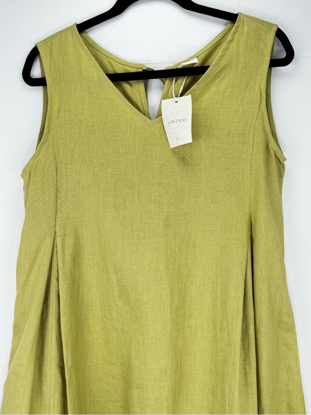 Sleeveless V-Neck Linen Blend Maxi Dress in Light Olive - Picture 3 of 16
